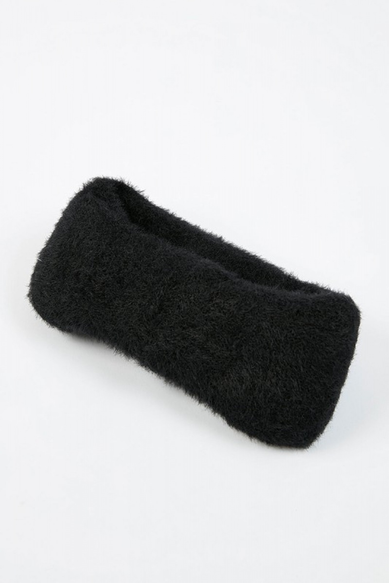 Black Women's Bo And Tee Faux Fur Headband | 76514-UXGW