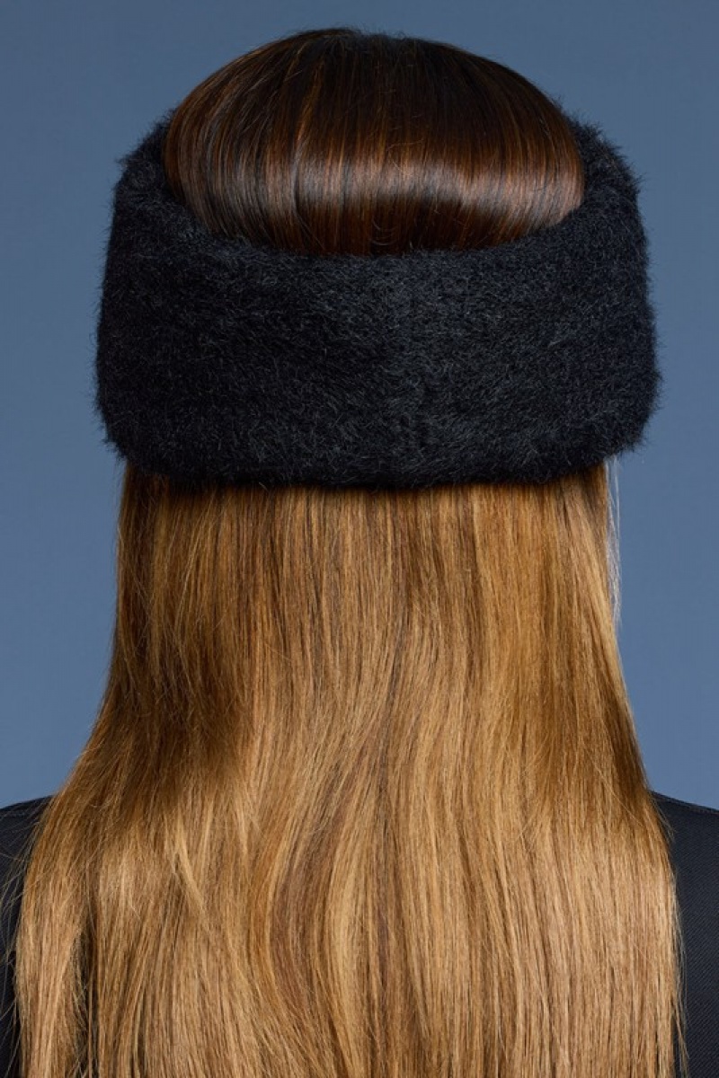 Black Women's Bo And Tee Faux Fur Headband | 76514-UXGW