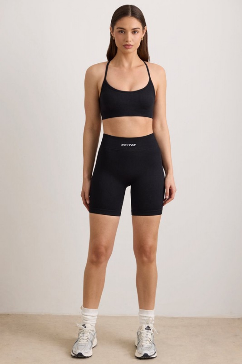 Black Women's Bo And Tee FlexiRib Biker Shorts | 61759-JRIA