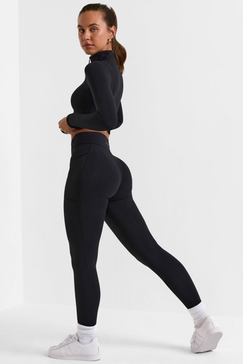 Black Women's Bo And Tee Full Length with Pockets Leggings | 86579-PTGK