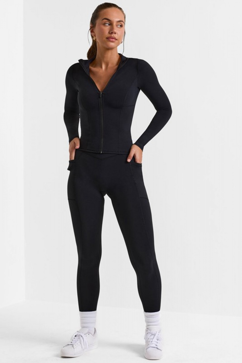 Black Women's Bo And Tee Full Length with Pockets Leggings | 86579-PTGK