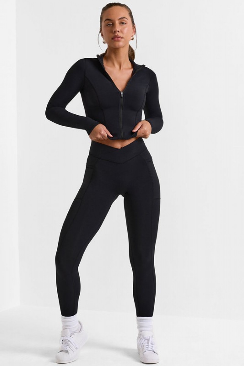 Black Women's Bo And Tee Full Length with Pockets Leggings | 86579-PTGK