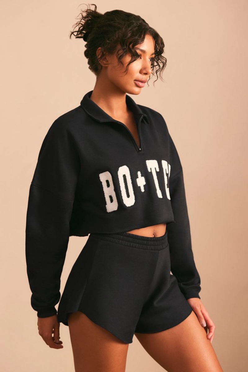 Black Women's Bo And Tee Half Zip Sweater | 35406-MEUK