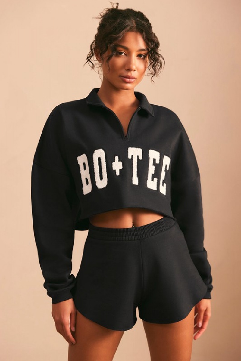 Black Women's Bo And Tee Half Zip Sweater | 35406-MEUK