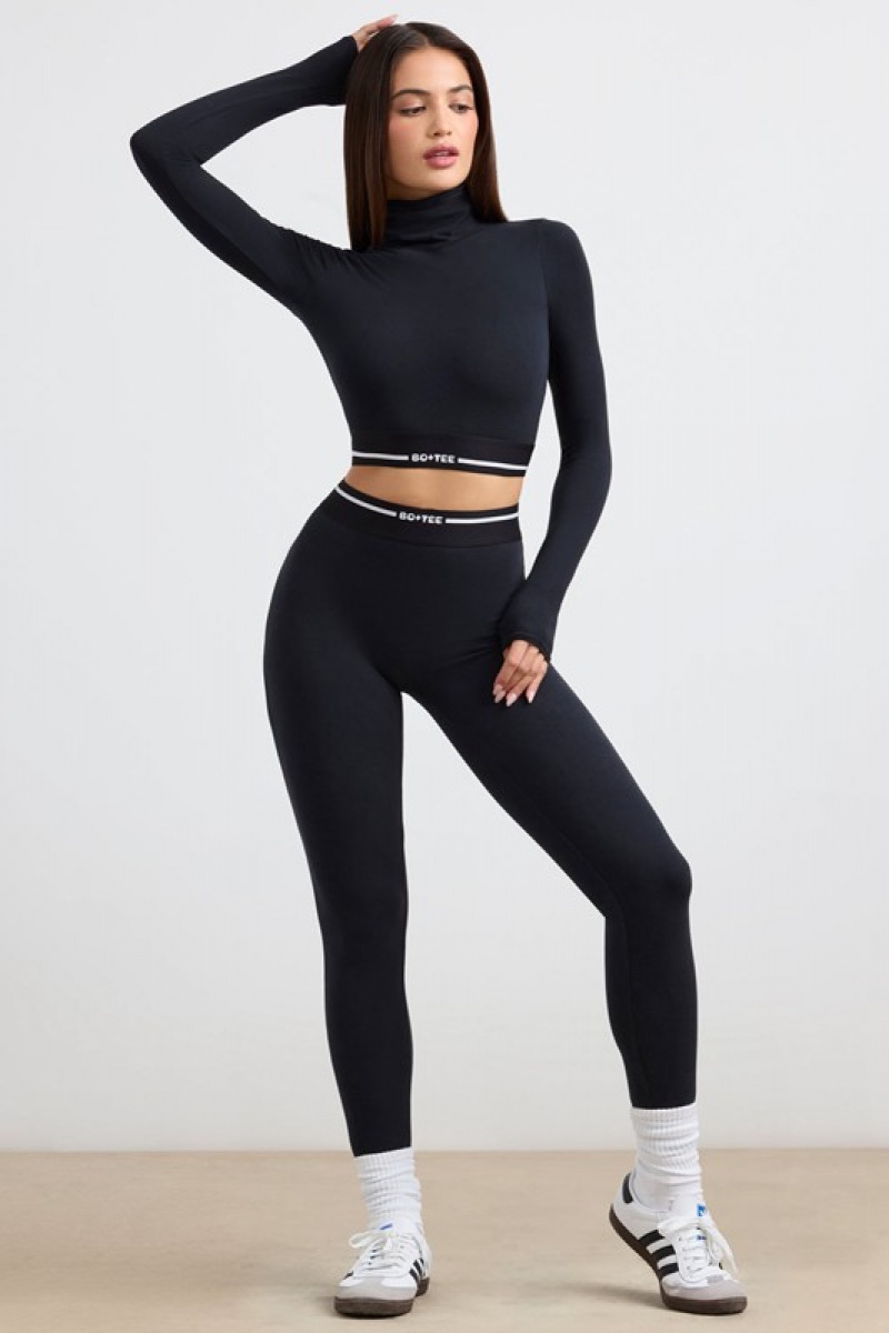 Black Women's Bo And Tee High-Waist Leggings | 57490-ZLAC