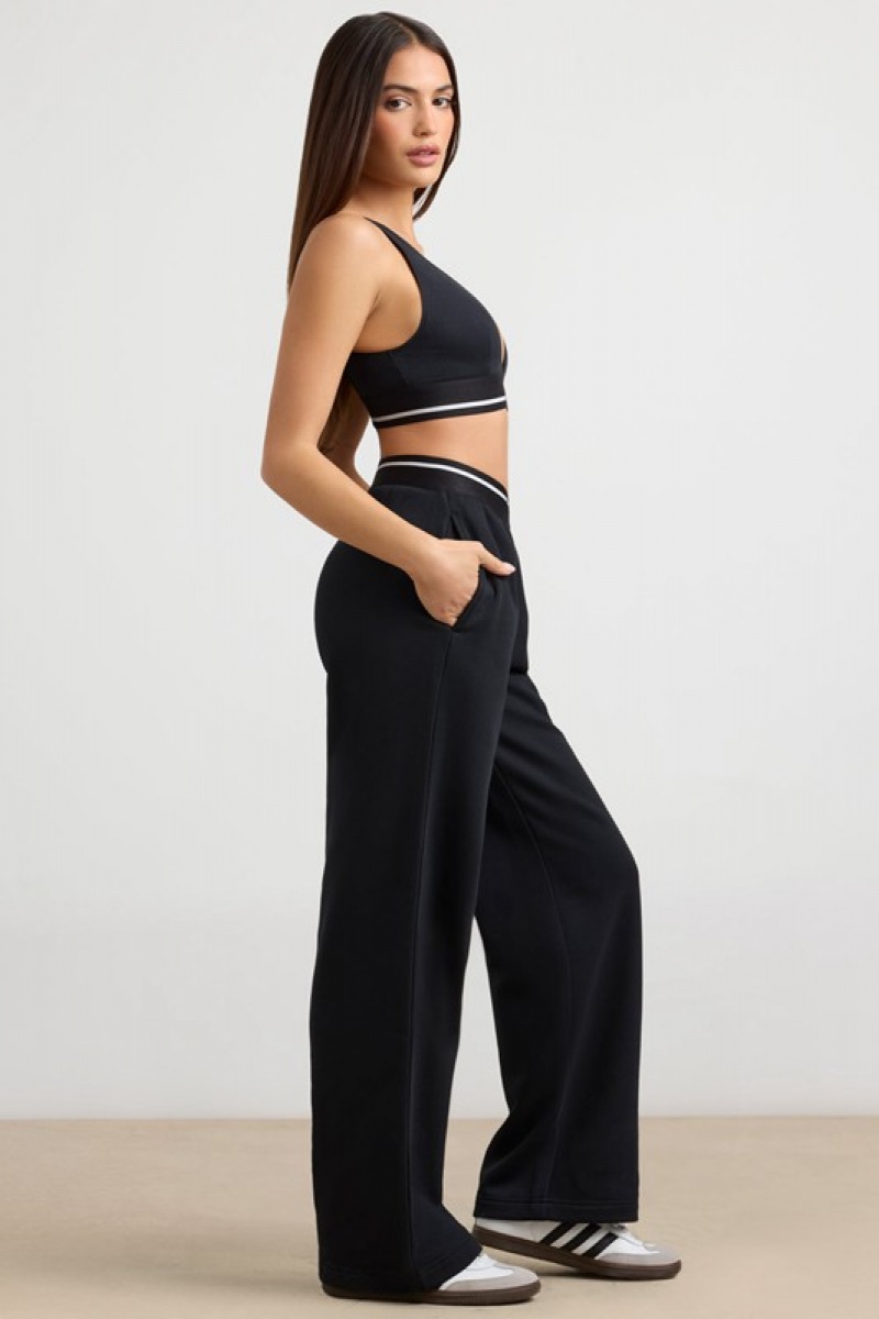 Black Women's Bo And Tee High-Waist Straight-Leg Joggers | 80726-XRHW