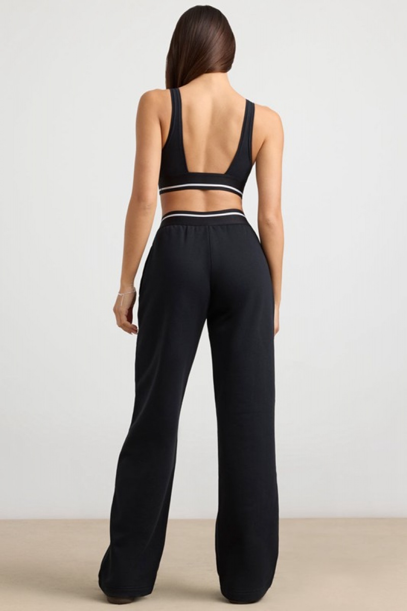 Black Women's Bo And Tee High-Waist Straight-Leg Joggers | 80726-XRHW