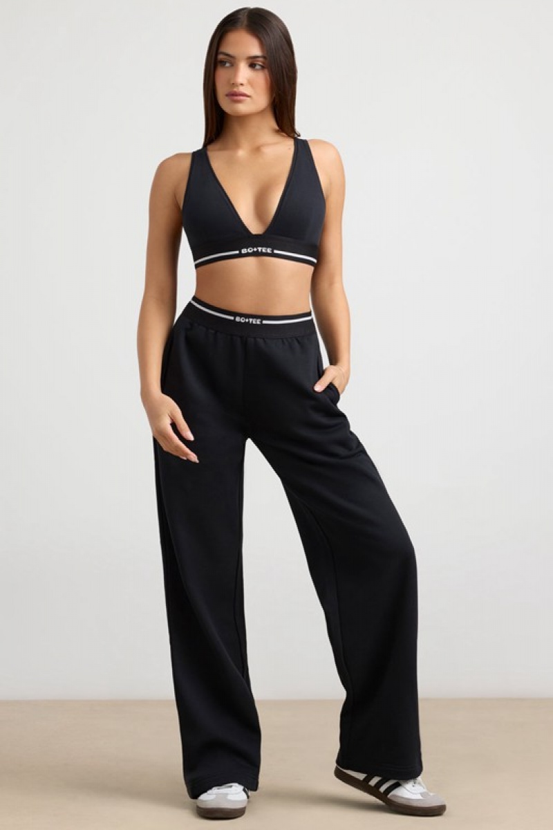 Black Women's Bo And Tee High-Waist Straight-Leg Joggers | 80726-XRHW