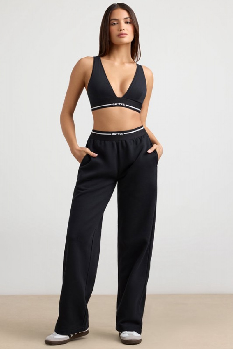 Black Women's Bo And Tee High-Waist Straight-Leg Joggers | 80726-XRHW