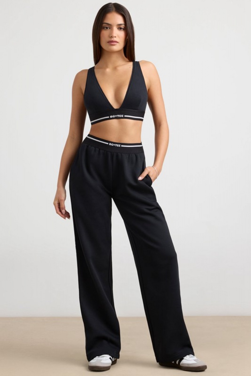 Black Women\'s Bo And Tee High-Waist Straight-Leg Joggers | 80726-XRHW