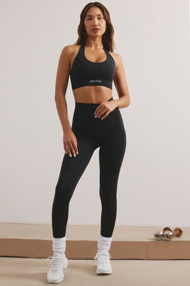 Black Women's Bo And Tee High Waist Define Luxe Leggings | 91560-CNDM