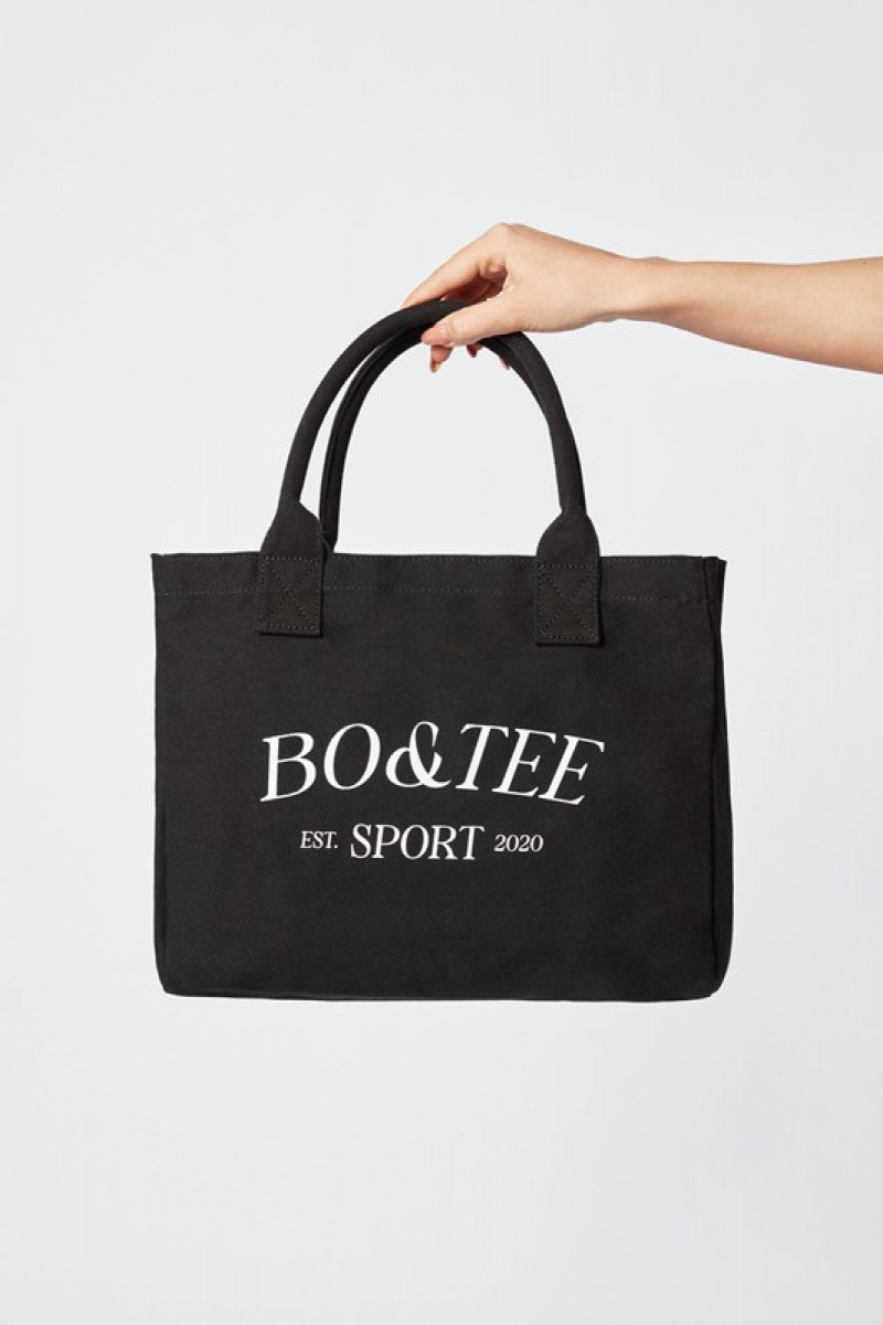 Black Women's Bo And Tee Medium Canvas Tote Bags | 71854-XFZO