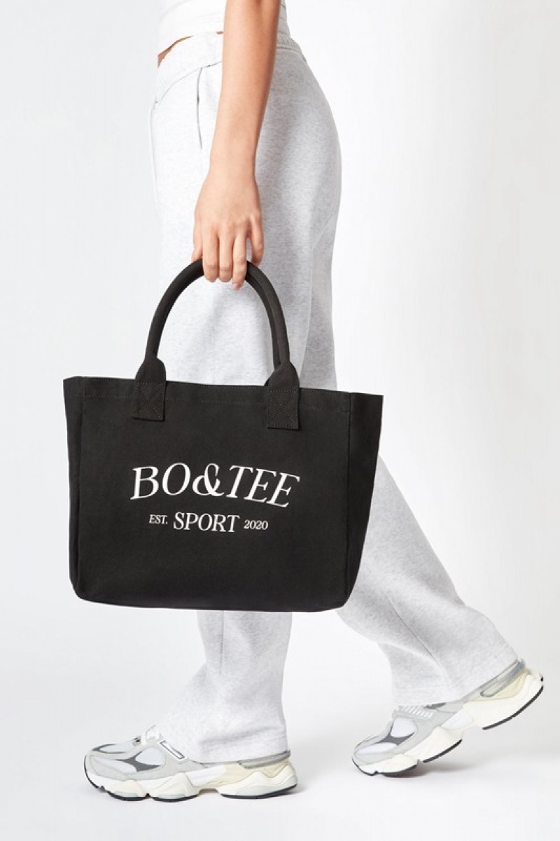 Black Women's Bo And Tee Medium Canvas Tote Bags | 71854-XFZO