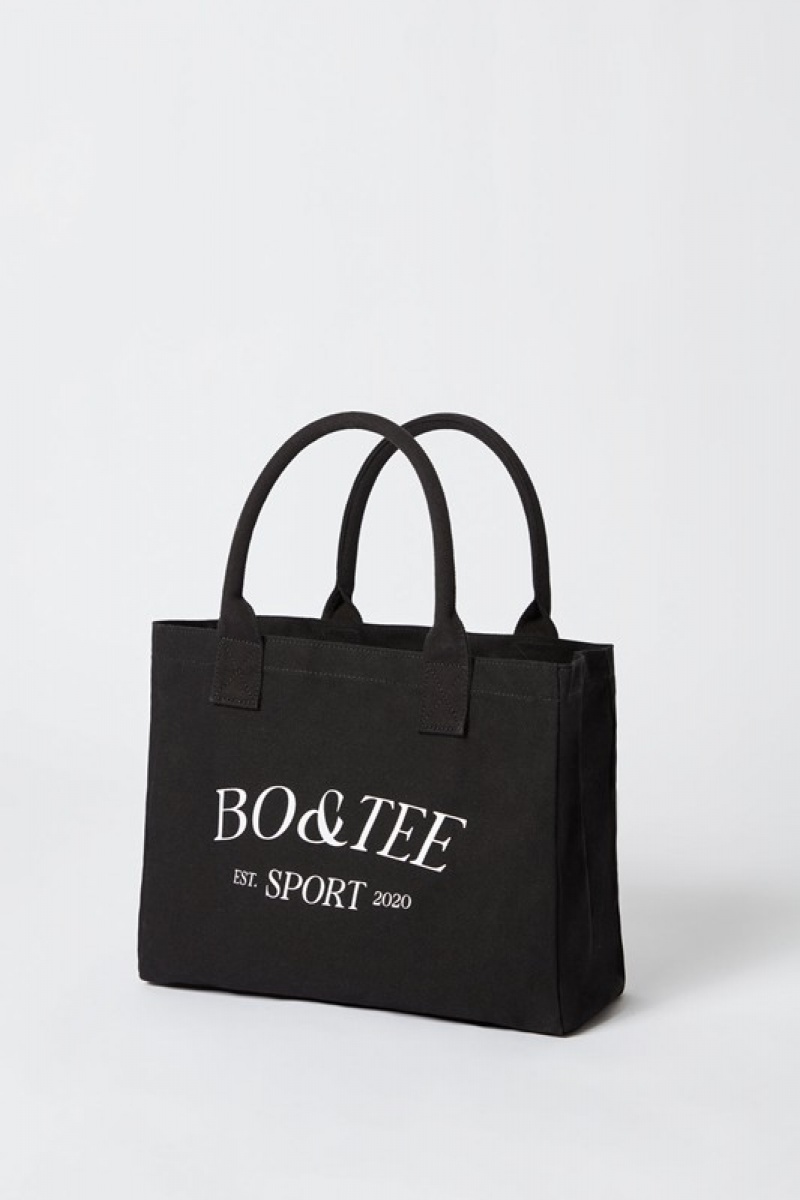 Black Women's Bo And Tee Medium Canvas Tote Bags | 71854-XFZO