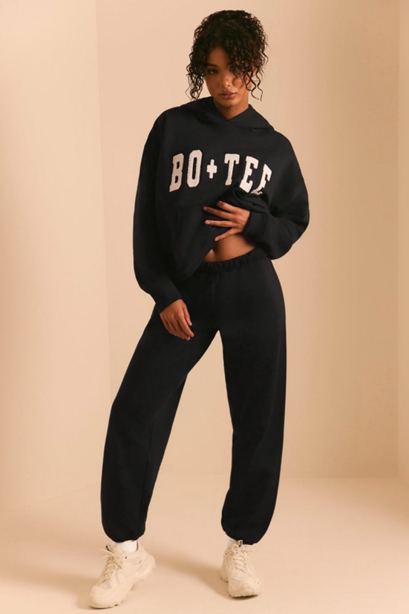 Black Women's Bo And Tee Relaxed Fit Joggers | 23509-DNFC