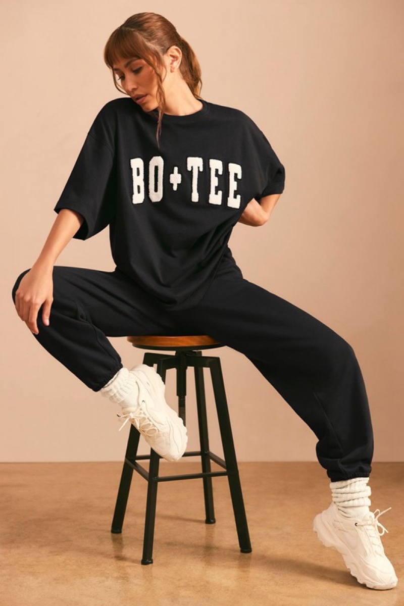 Black Women's Bo And Tee Relaxed Fit Joggers | 23509-DNFC