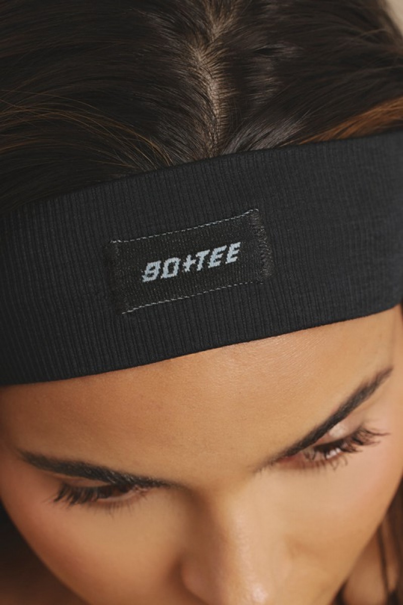 Black Women's Bo And Tee Seamless Rib Define Luxe Headband | 19536-QVEP