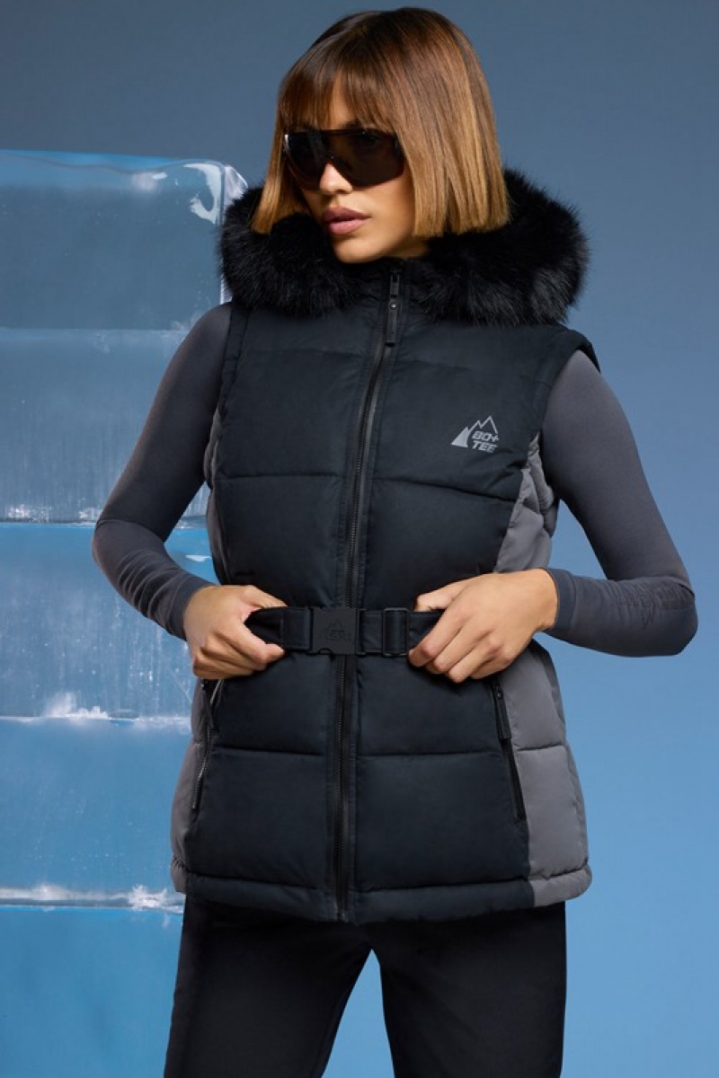 Black Women's Bo And Tee Ski Jacket with Detachable Sleeves Jackets | 20136-TOGU