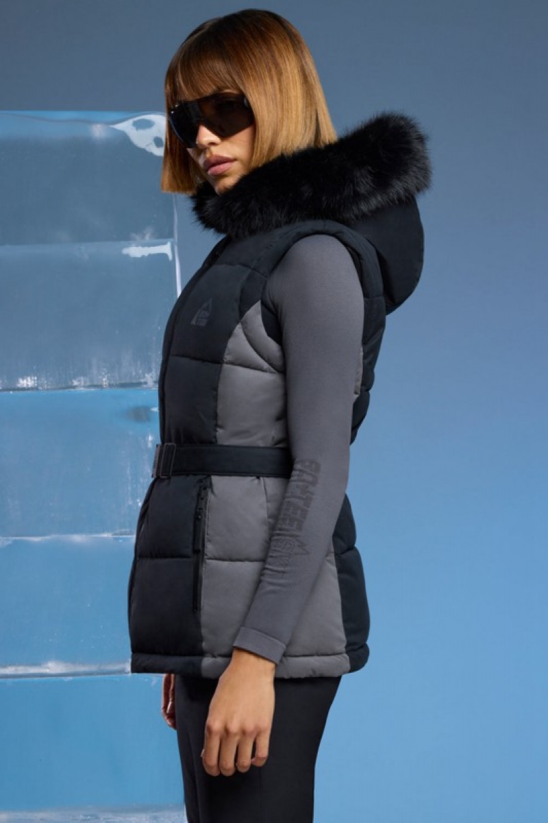 Black Women's Bo And Tee Ski Jacket with Detachable Sleeves Jackets | 20136-TOGU