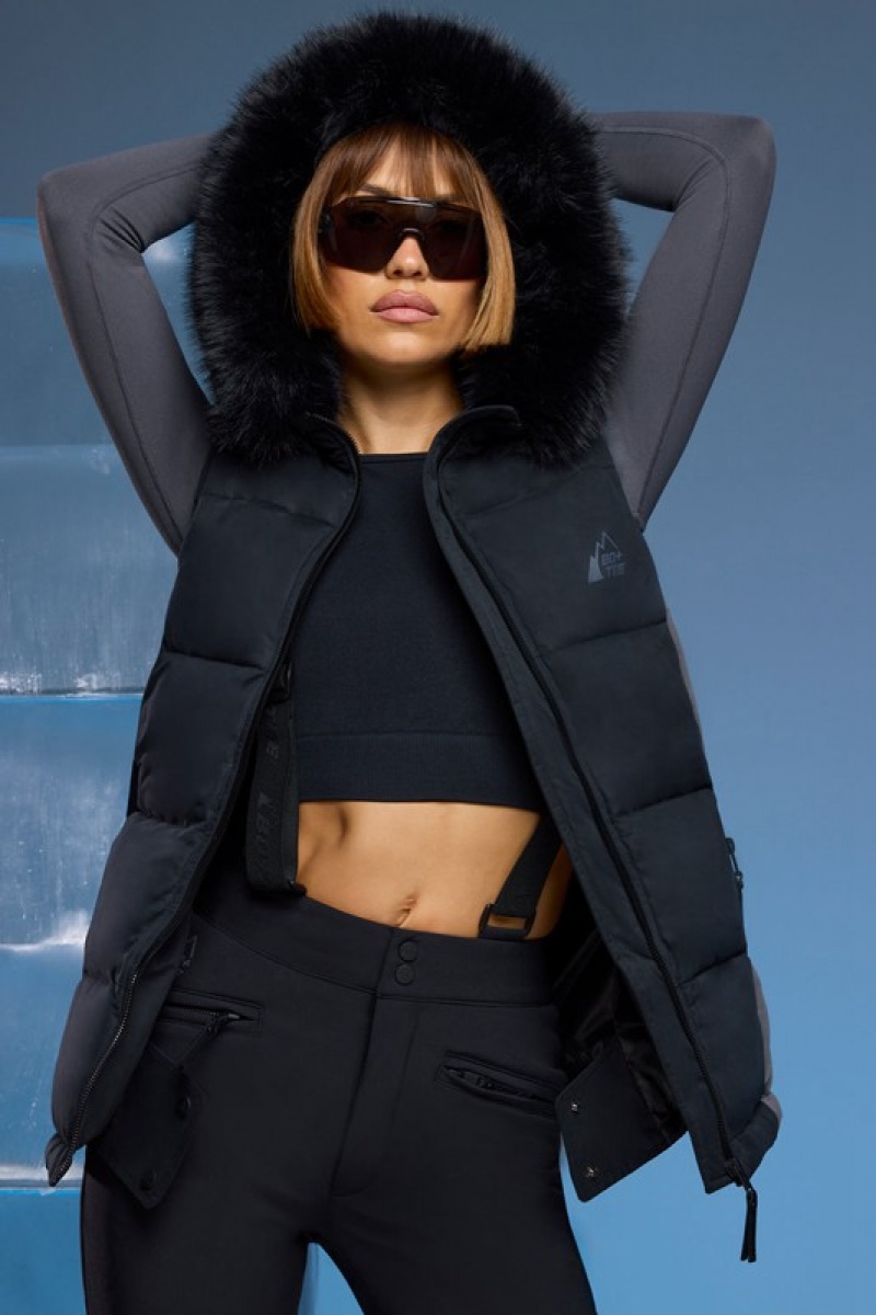 Black Women's Bo And Tee Ski Jacket with Detachable Sleeves Jackets | 20136-TOGU