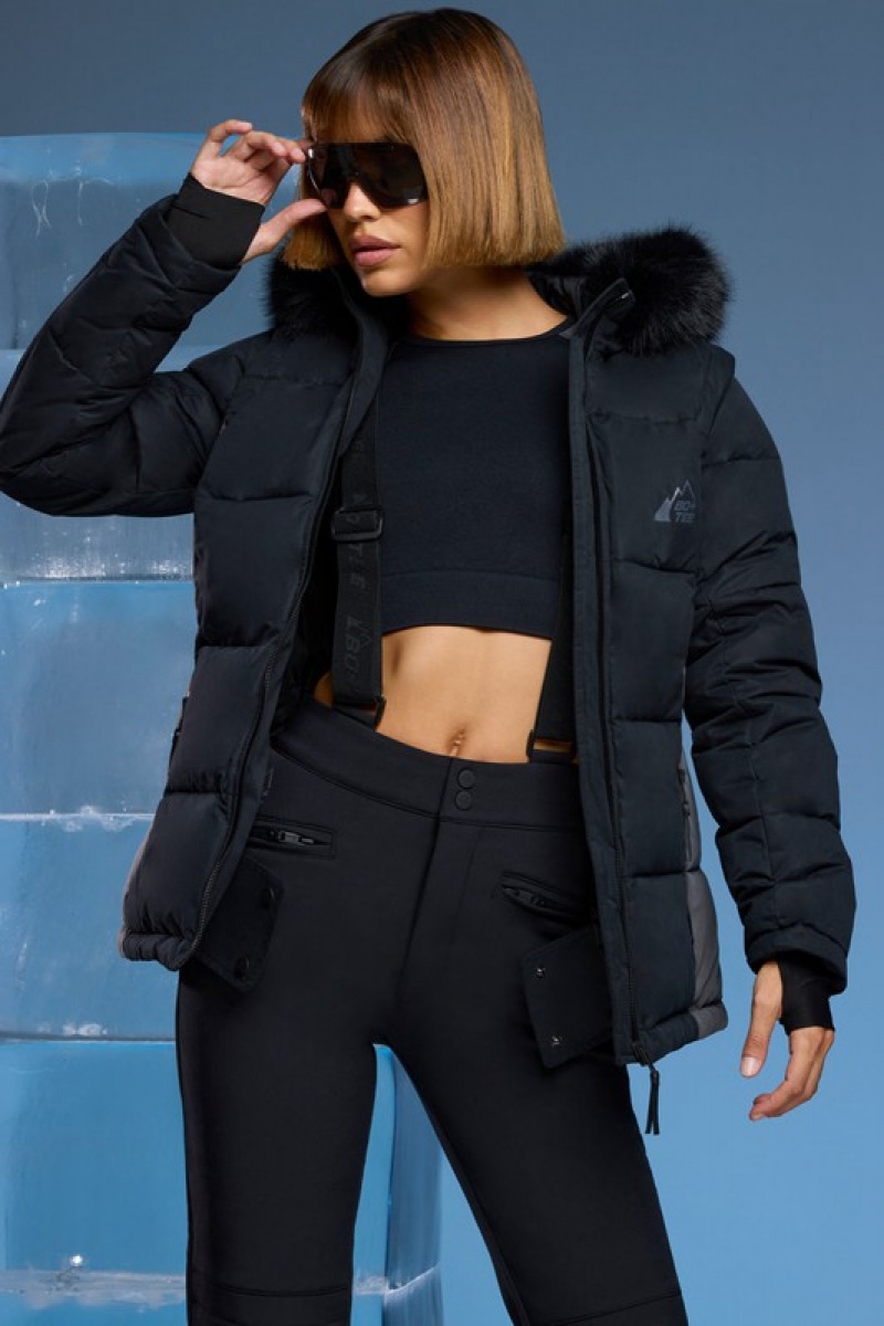 Black Women's Bo And Tee Ski Jacket with Detachable Sleeves Jackets | 20136-TOGU