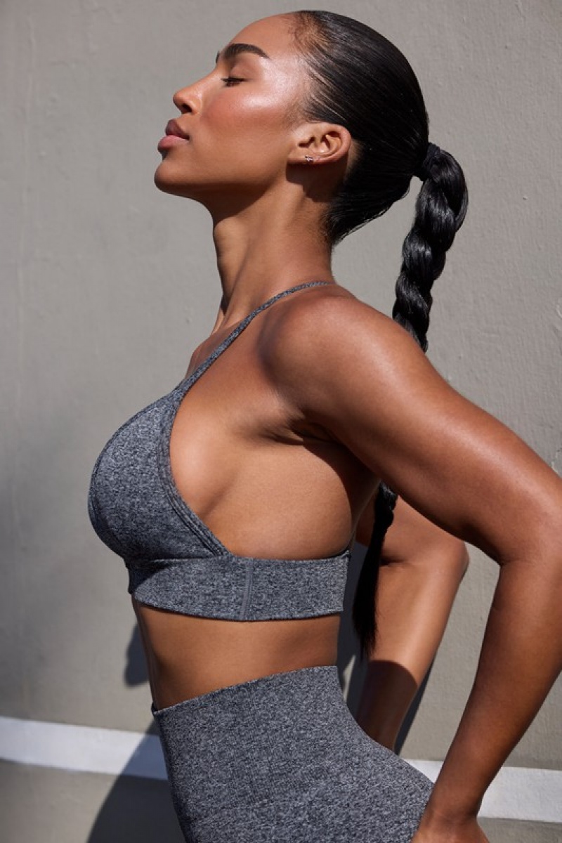 Black Women's Bo And Tee Super Sculpt Seamless Triangle Sports Bra | 29574-NTEH