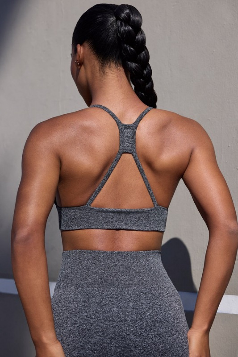 Black Women's Bo And Tee Super Sculpt Seamless Triangle Sports Bra | 29574-NTEH