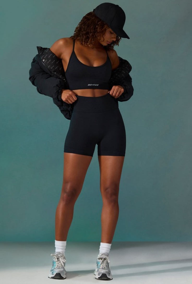 Black Women's Bo And Tee Super Sculpt Seamless Mini Shorts | 37560-OPVE