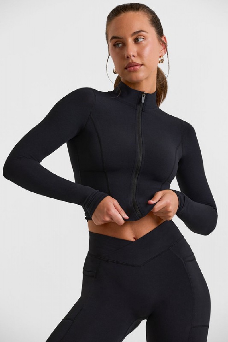 Black Women's Bo And Tee Zip Up Jackets | 84635-DXMV