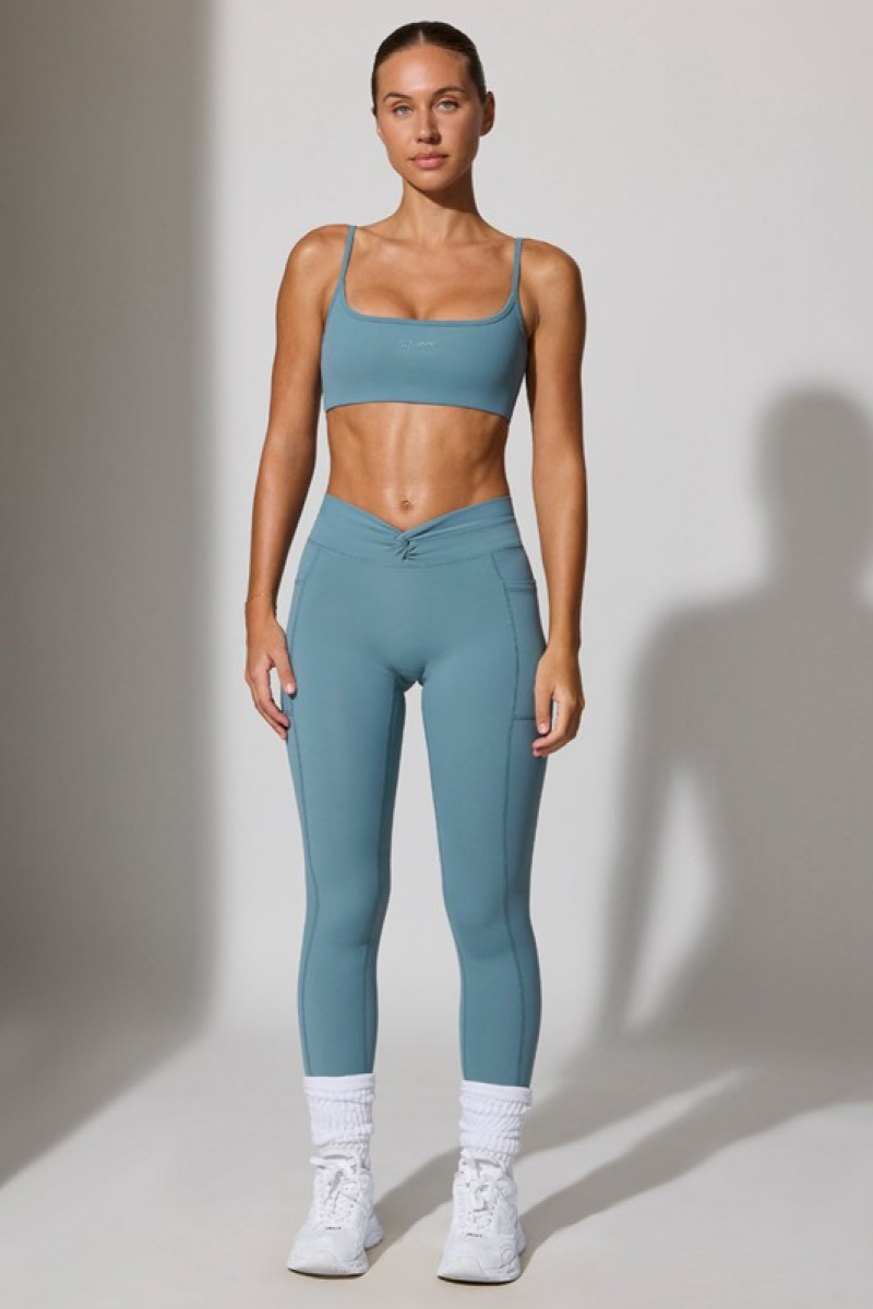 Blue Women's Bo And Tee Full Length with Pockets Leggings | 87201-YAPW