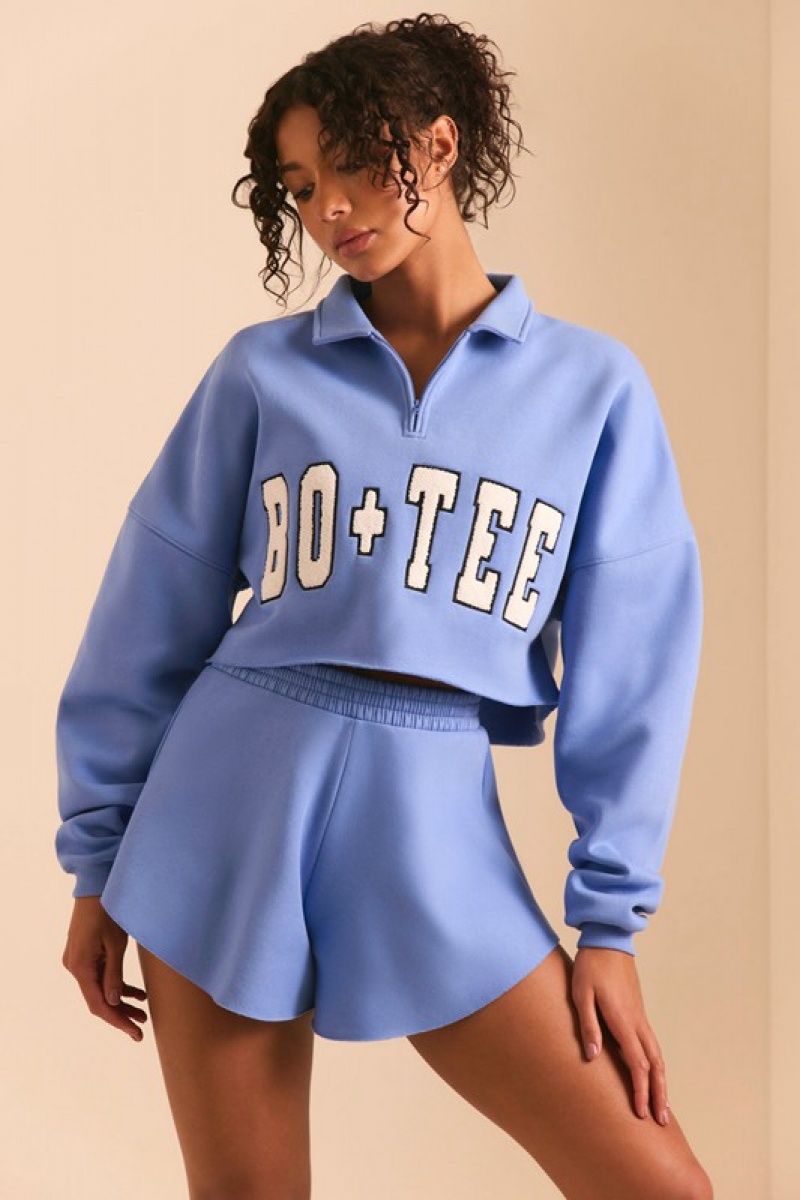 Blue Women's Bo And Tee Half Zip Sweater | 70856-QROD