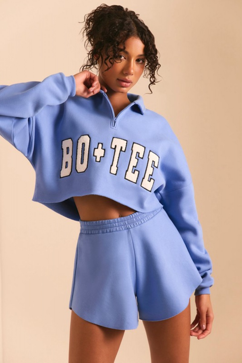 Blue Women's Bo And Tee Half Zip Sweater | 70856-QROD