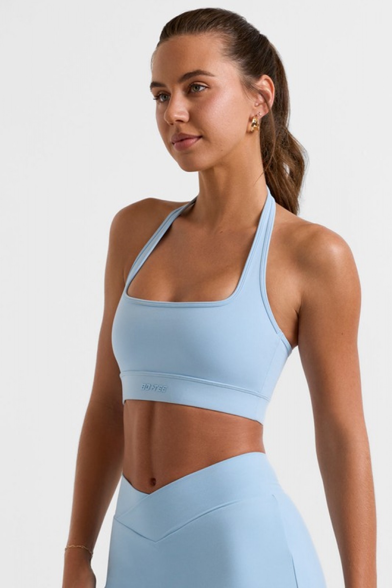 Blue Women's Bo And Tee Halterneck Crop Tops | 54307-RAEW