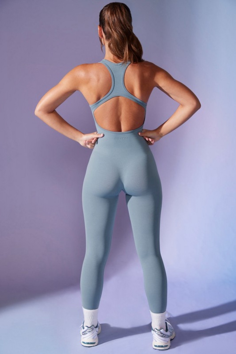 Blue Women's Bo And Tee Open Back Define Luxe Unitard | 90216-YBMI