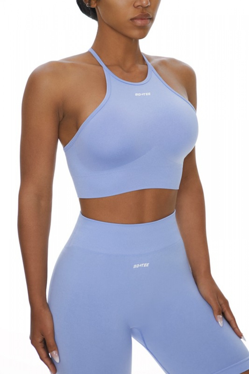 Blue Women's Bo And Tee Racer Crop Tops | 97216-LESV