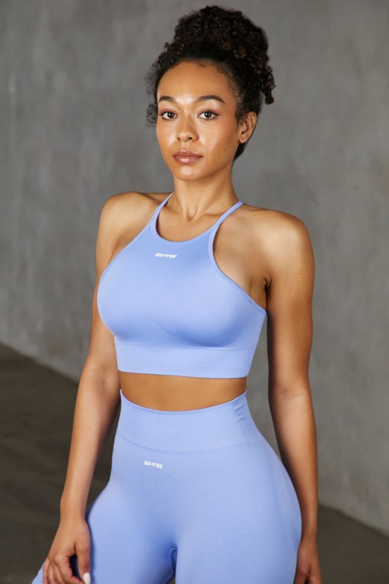 Blue Women\'s Bo And Tee Racer Crop Tops | 97216-LESV