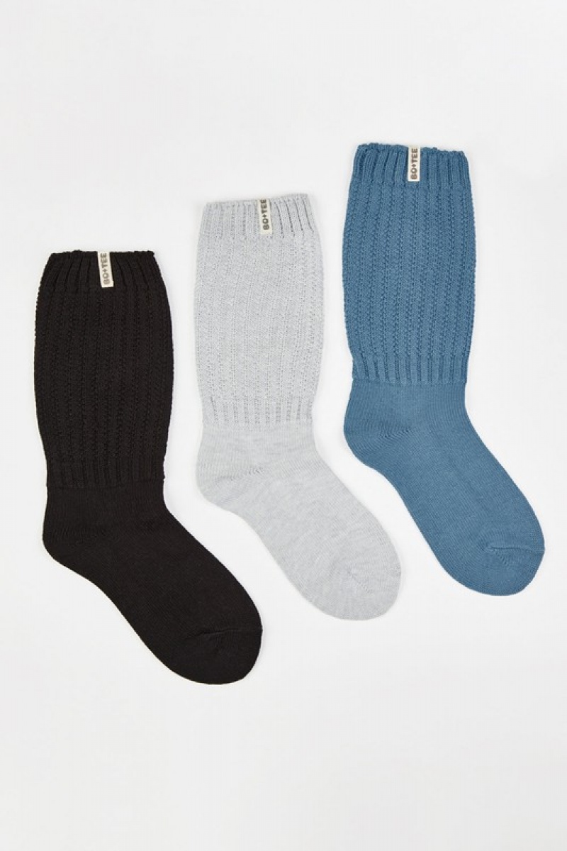 Blue Women's Bo And Tee Slouchy Rib Bundle Socks | 38601-YIER