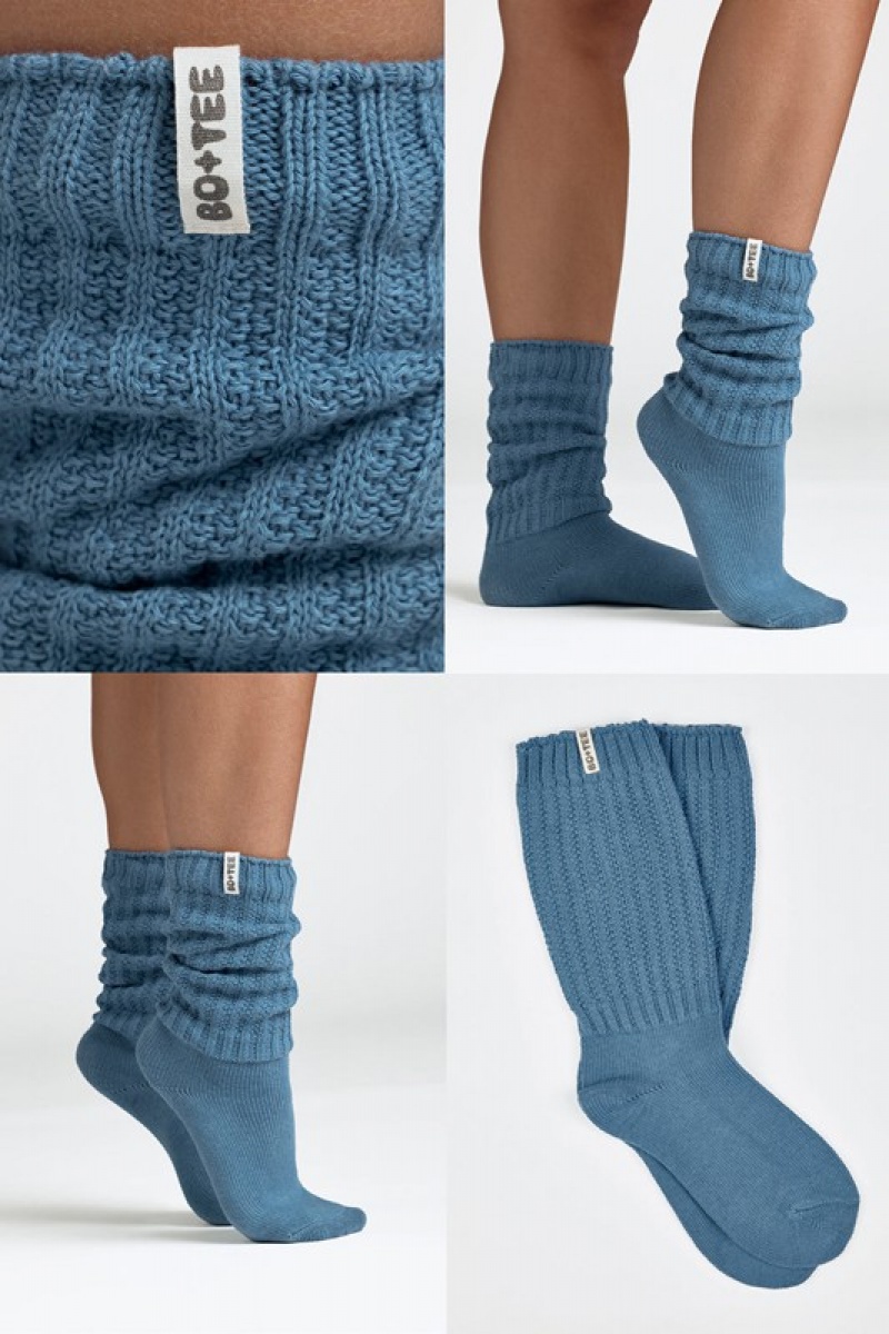 Blue Women's Bo And Tee Slouchy Rib Bundle Socks | 38601-YIER