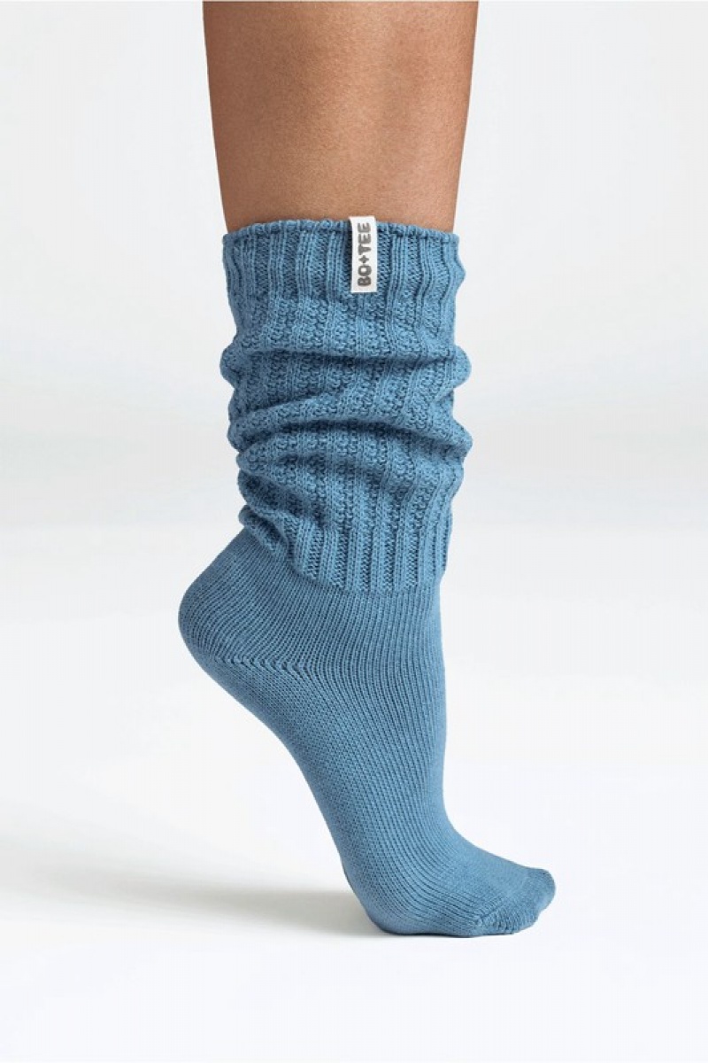 Blue Women\'s Bo And Tee Slouchy Rib Bundle Socks | 38601-YIER