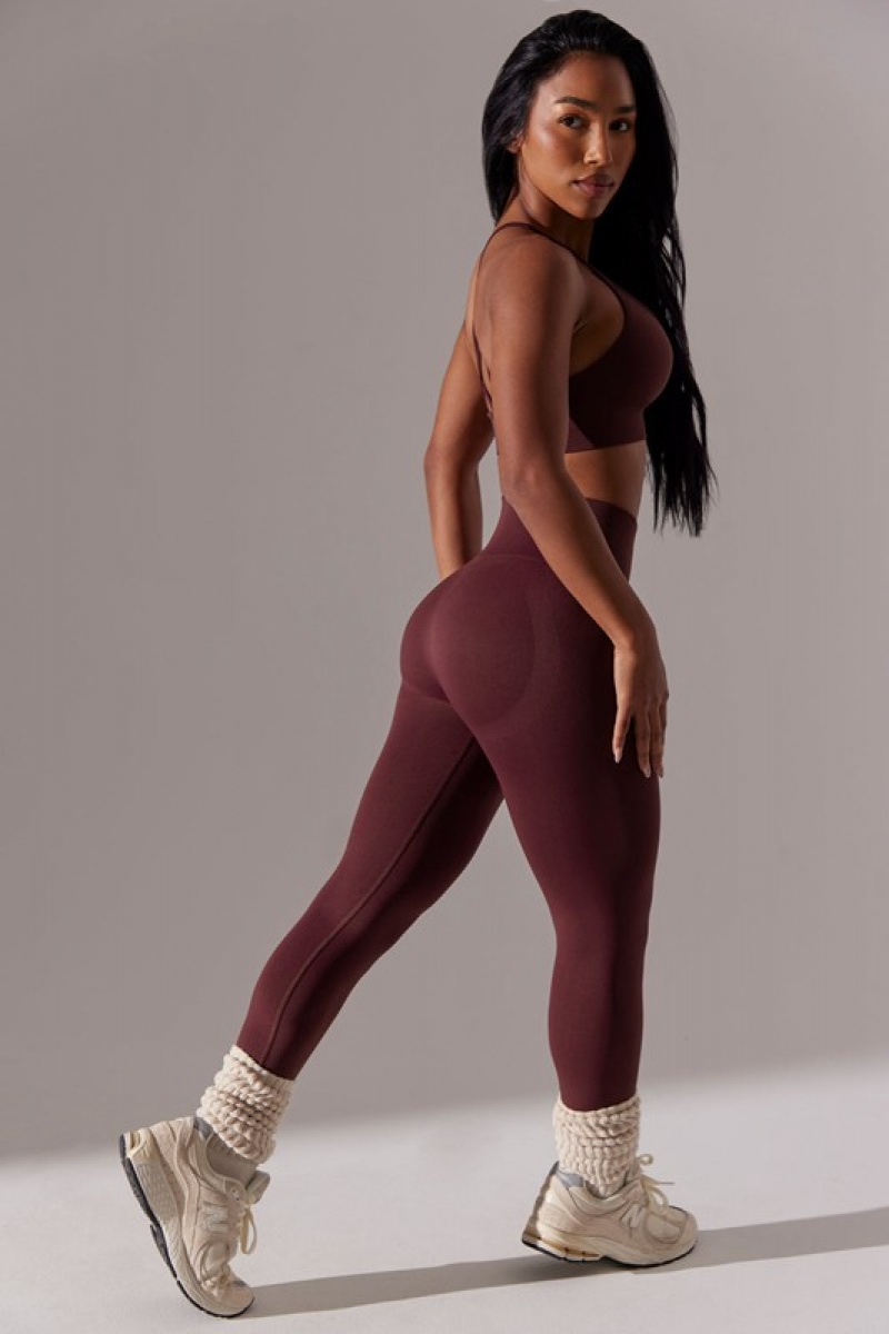 Burgundy Women's Bo And Tee High Waist Super Sculpt Leggings | 71568-EDWY