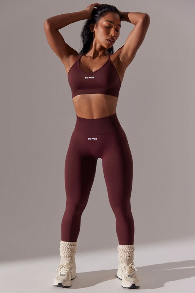 Burgundy Women's Bo And Tee High Waist Super Sculpt Leggings | 71568-EDWY