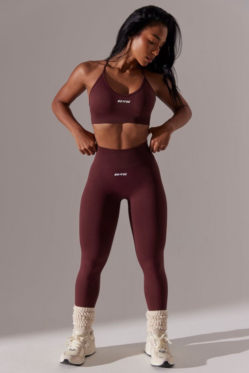 Burgundy Women's Bo And Tee High Waist Super Sculpt Leggings | 71568-EDWY