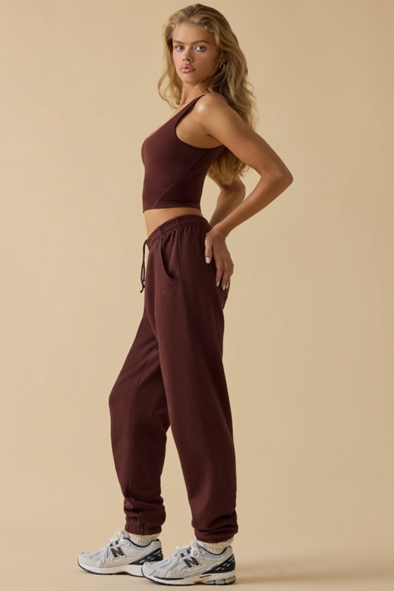 Burgundy Women's Bo And Tee Mid-Rise Joggers | 21934-NBDR