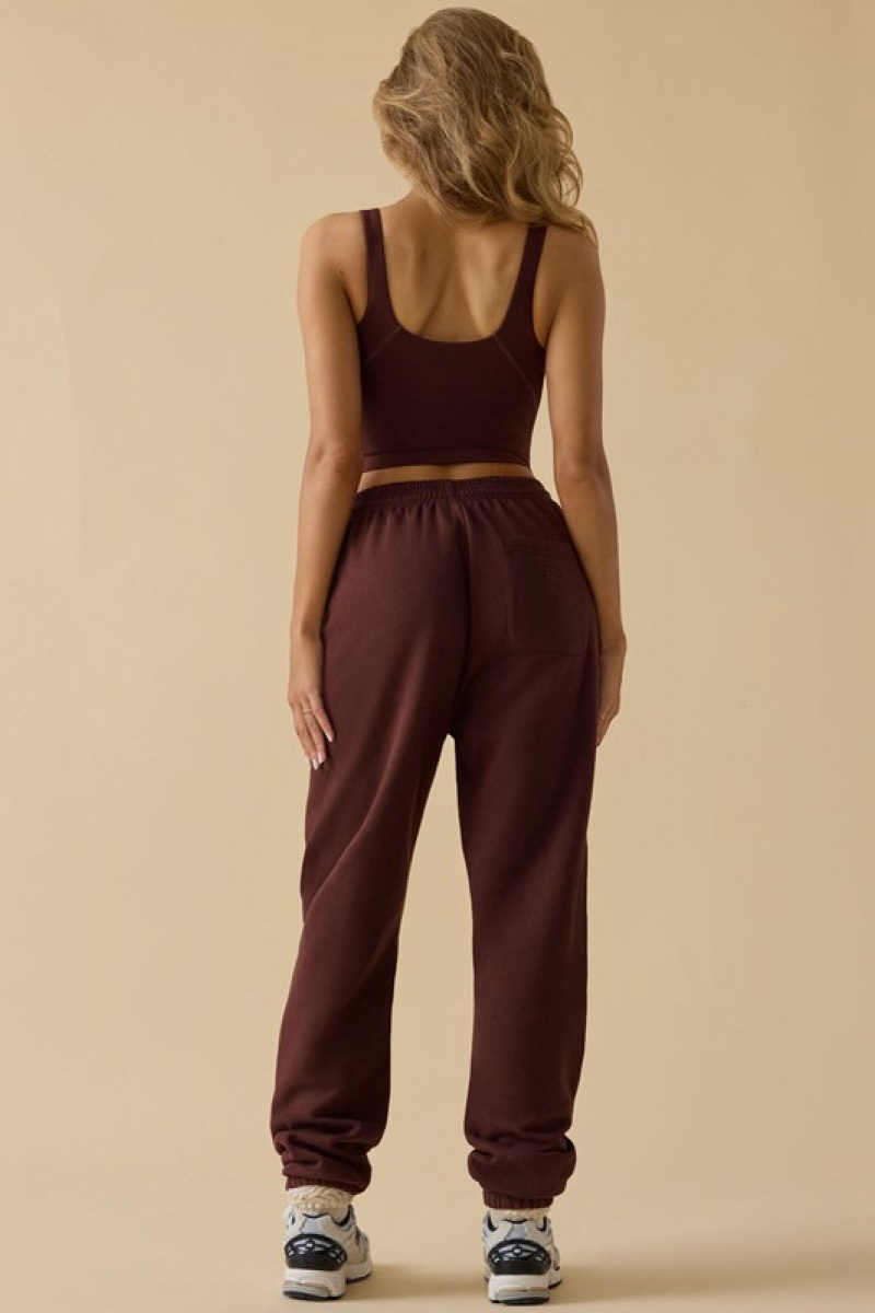 Burgundy Women's Bo And Tee Mid-Rise Joggers | 21934-NBDR