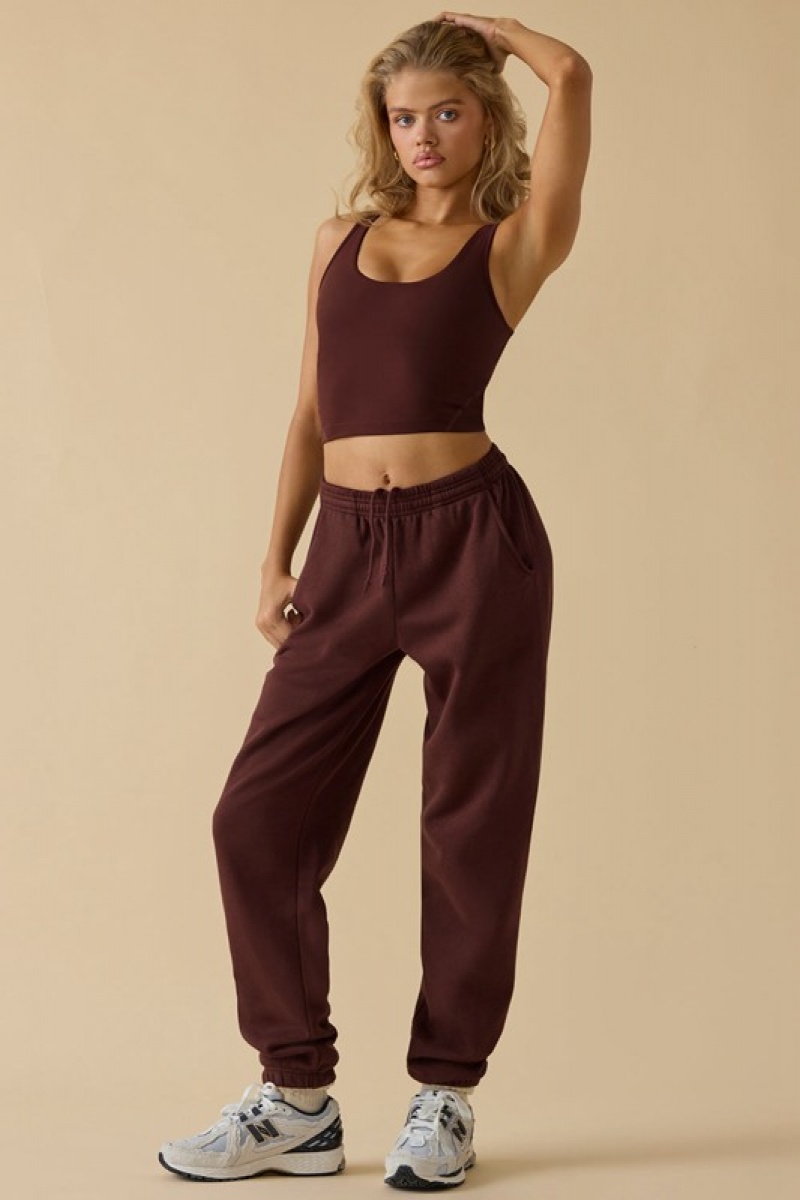 Burgundy Women's Bo And Tee Mid-Rise Joggers | 21934-NBDR