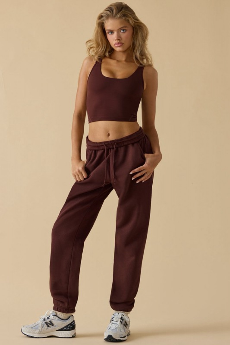 Burgundy Women's Bo And Tee Petite Mid-Rise Joggers | 40531-IYRX