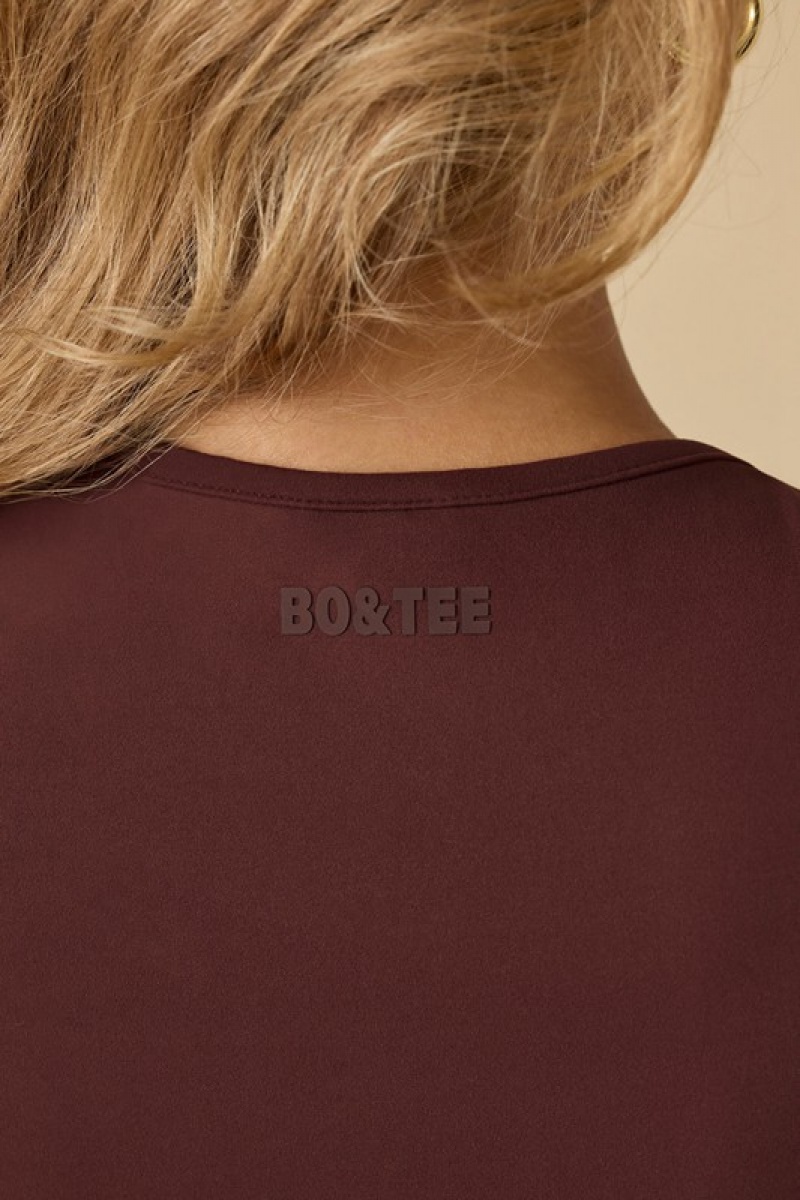 Burgundy Women's Bo And Tee Soft Active Short Sleeve | 61049-KEGW