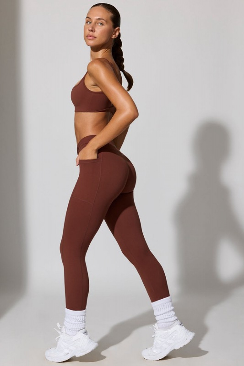 Chocolate Women's Bo And Tee Full Length with Pockets Leggings | 10795-WZFH