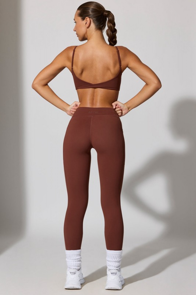 Chocolate Women's Bo And Tee Full Length with Pockets Leggings | 10795-WZFH