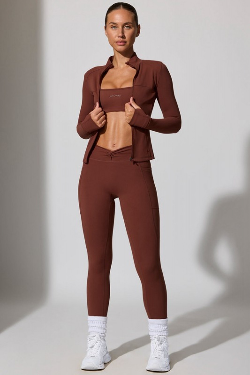 Chocolate Women's Bo And Tee Full Length with Pockets Leggings | 10795-WZFH